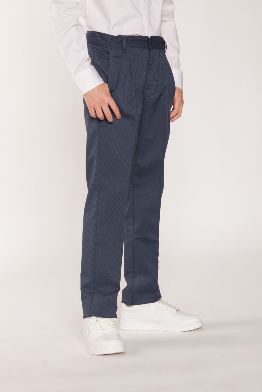 Eleganckie granatowe spodnie garniturowe dla chłopaka - 26473