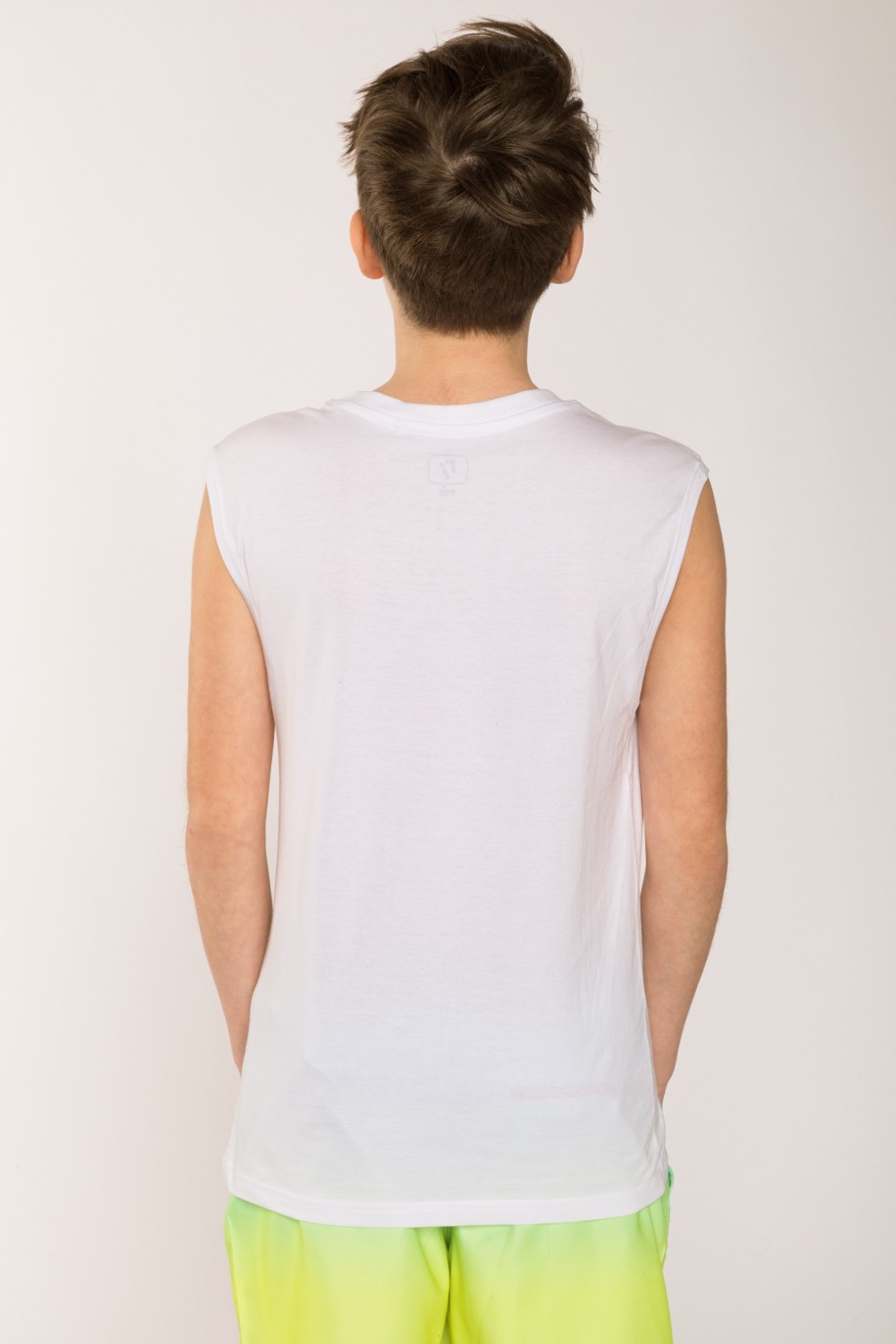 Biały t-shirt bez rękawów dla chłopaka BREAK THE WAVES - 27761