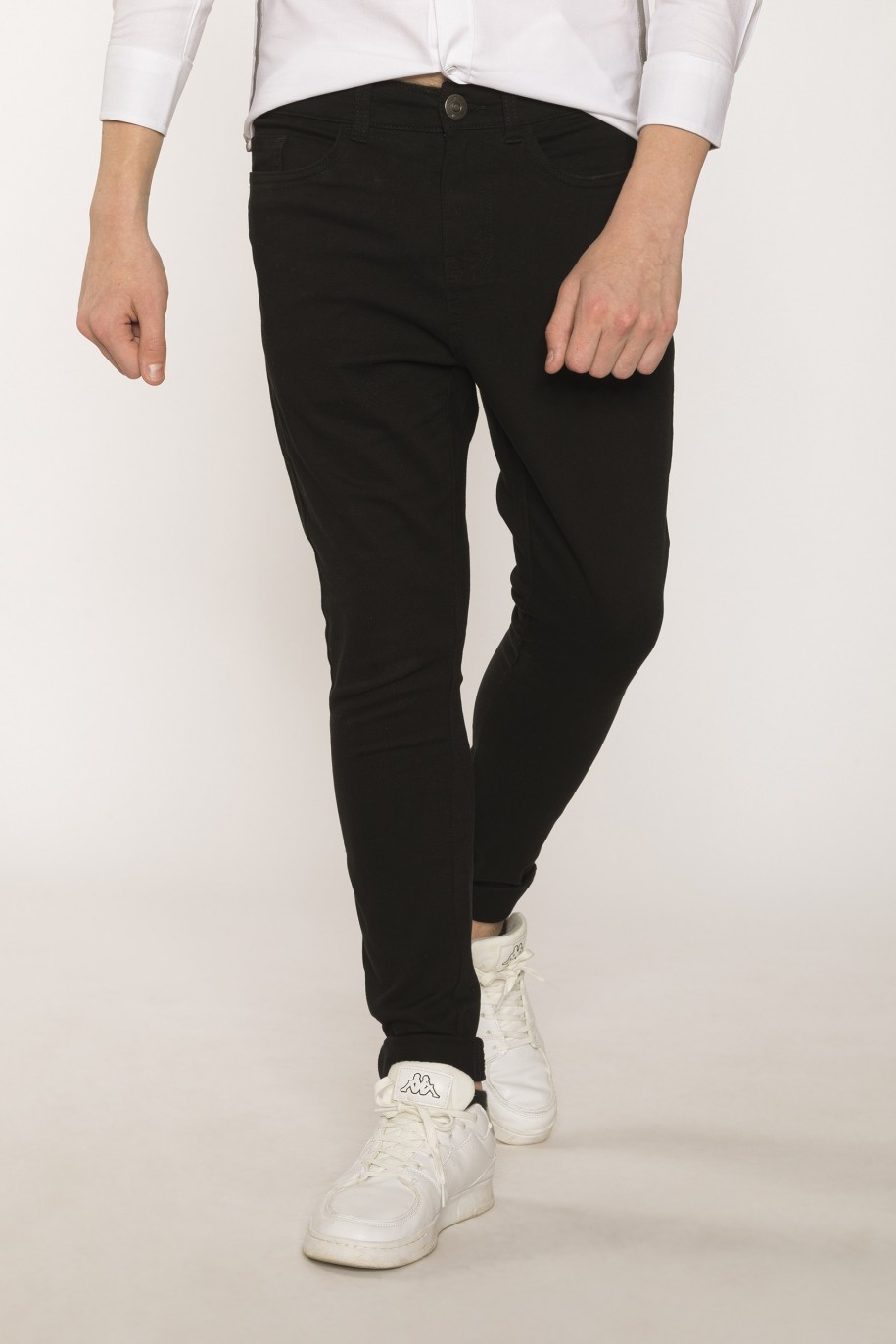 Czarne materiałowe spodnie dla chłopaka SLIM - 28151