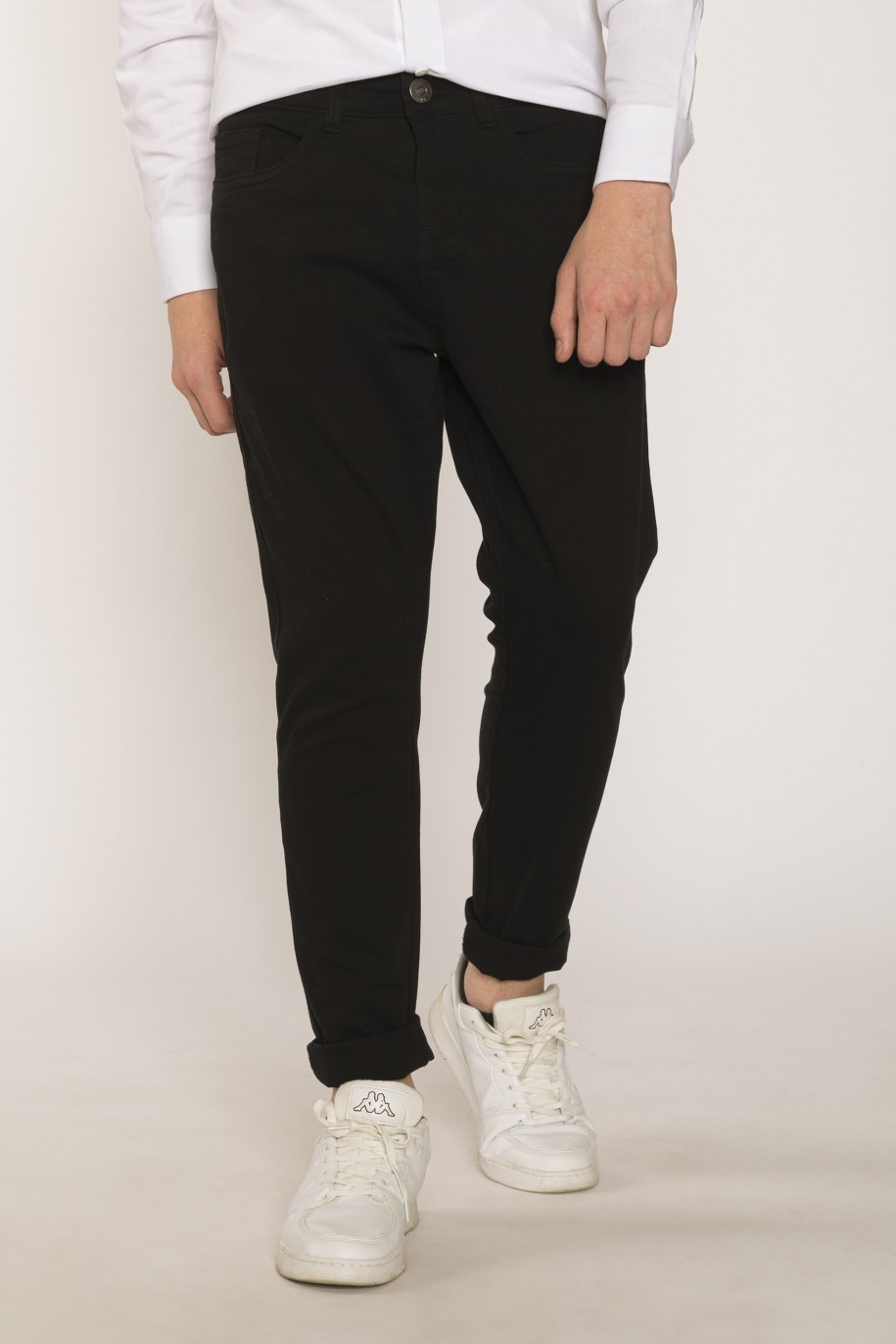 Czarne materiałowe spodnie dla chłopaka LOOSE - 28158