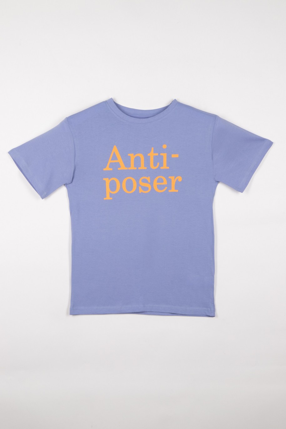 Fioletowy tshirt dla chłopaka z napisem ANTI-POSER - 28250