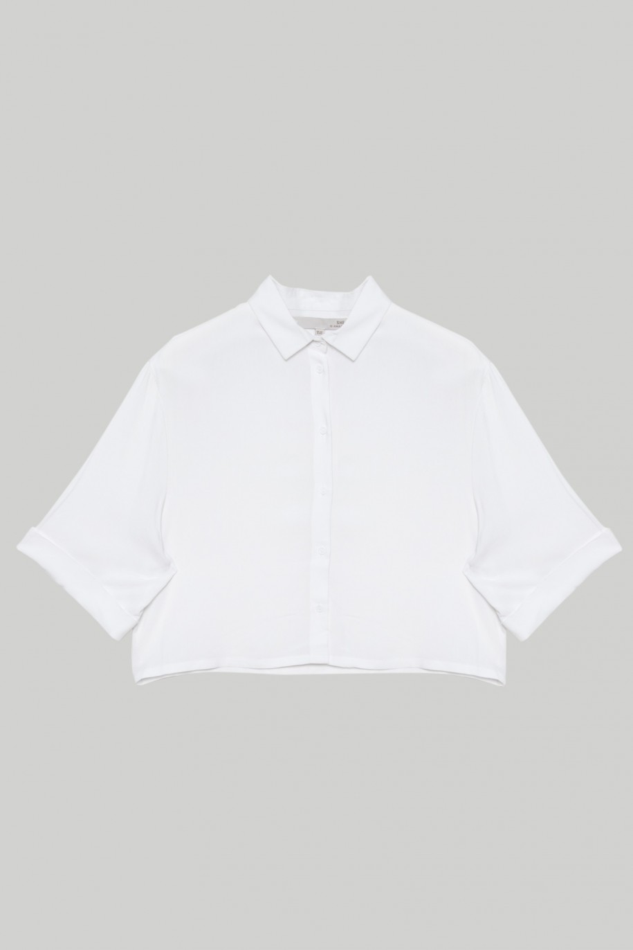 Biała koszula z krótkim rękawem dla dziewczyny - 28269