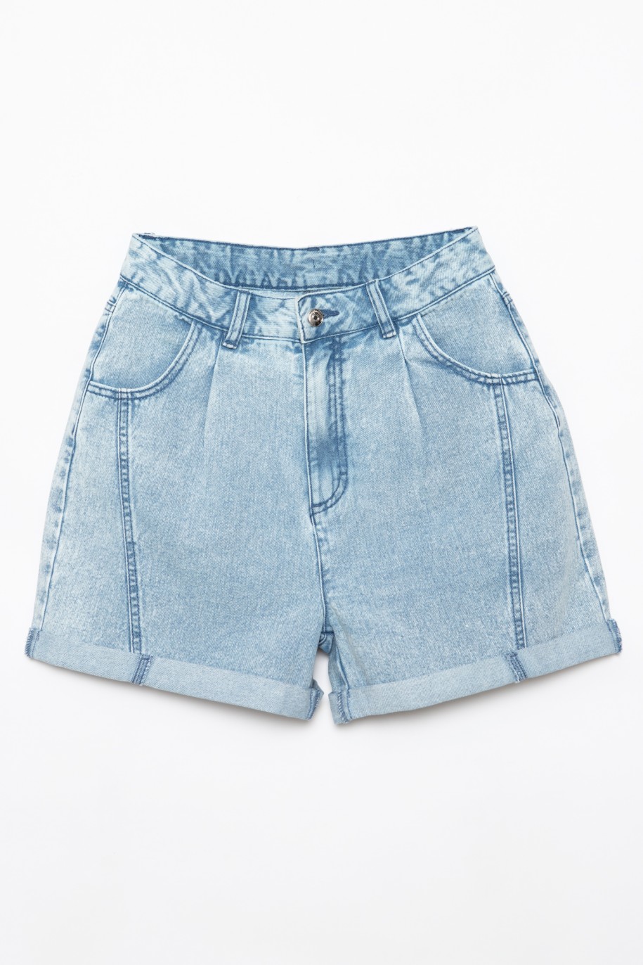 Jeansowe szorty dla dziewczyny z ozdobnymi przeszyciami - 28271