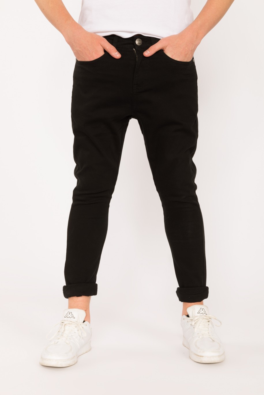 Czarne materiałowe spodnie dla chłopaka REGULAR - 28417