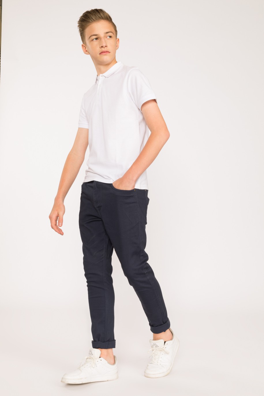 Granatowe materiałowe spodnie dla chłopaka LOOSE - 28421