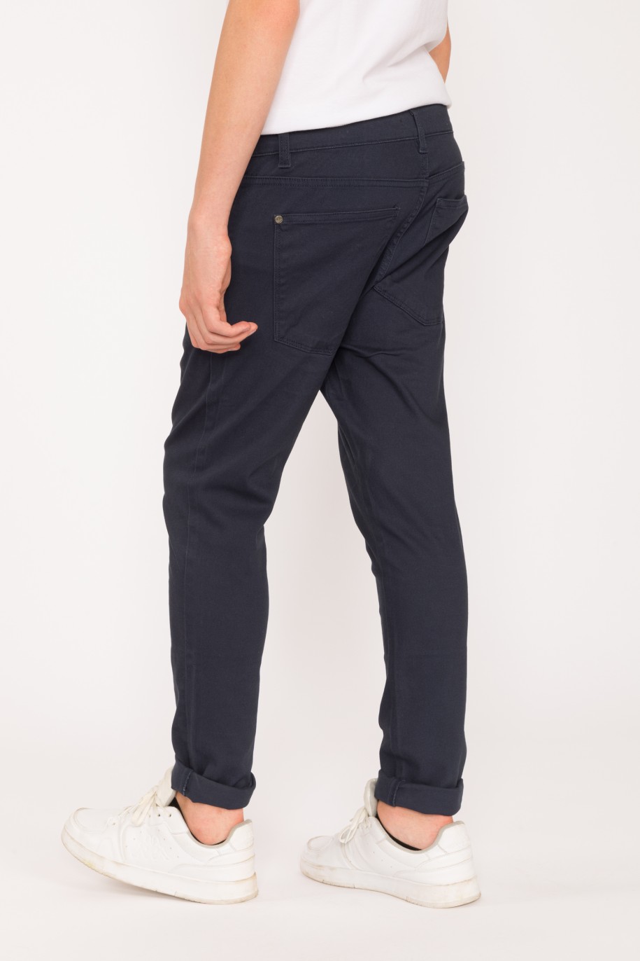 Granatowe materiałowe spodnie dla chłopaka LOOSE - 28423