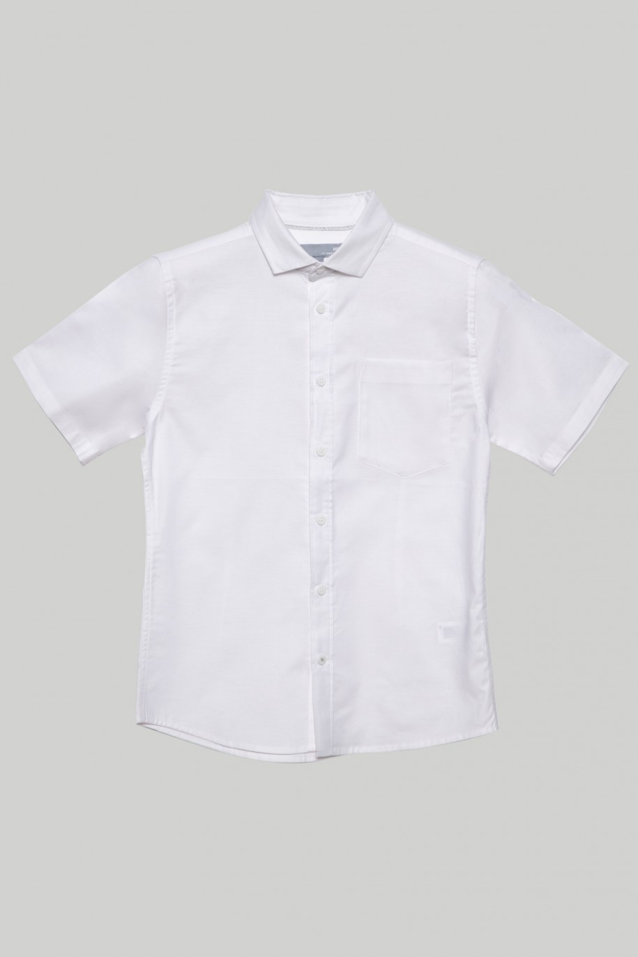 Biała klasyczna koszula z krótkim rękawem dla chłopaka - 29174