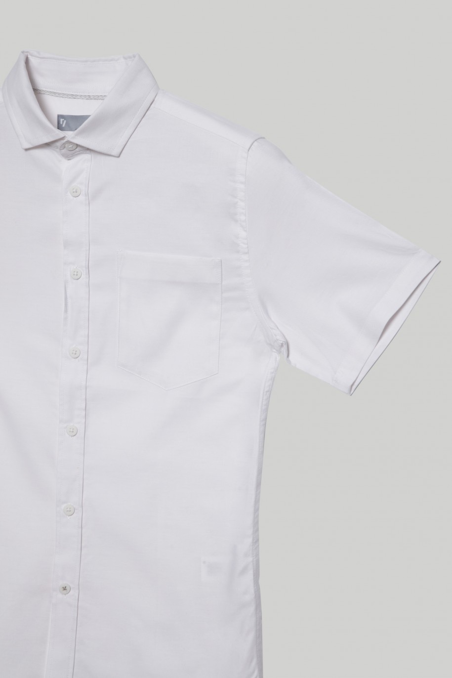 Biała klasyczna koszula z krótkim rękawem dla chłopaka - 29175