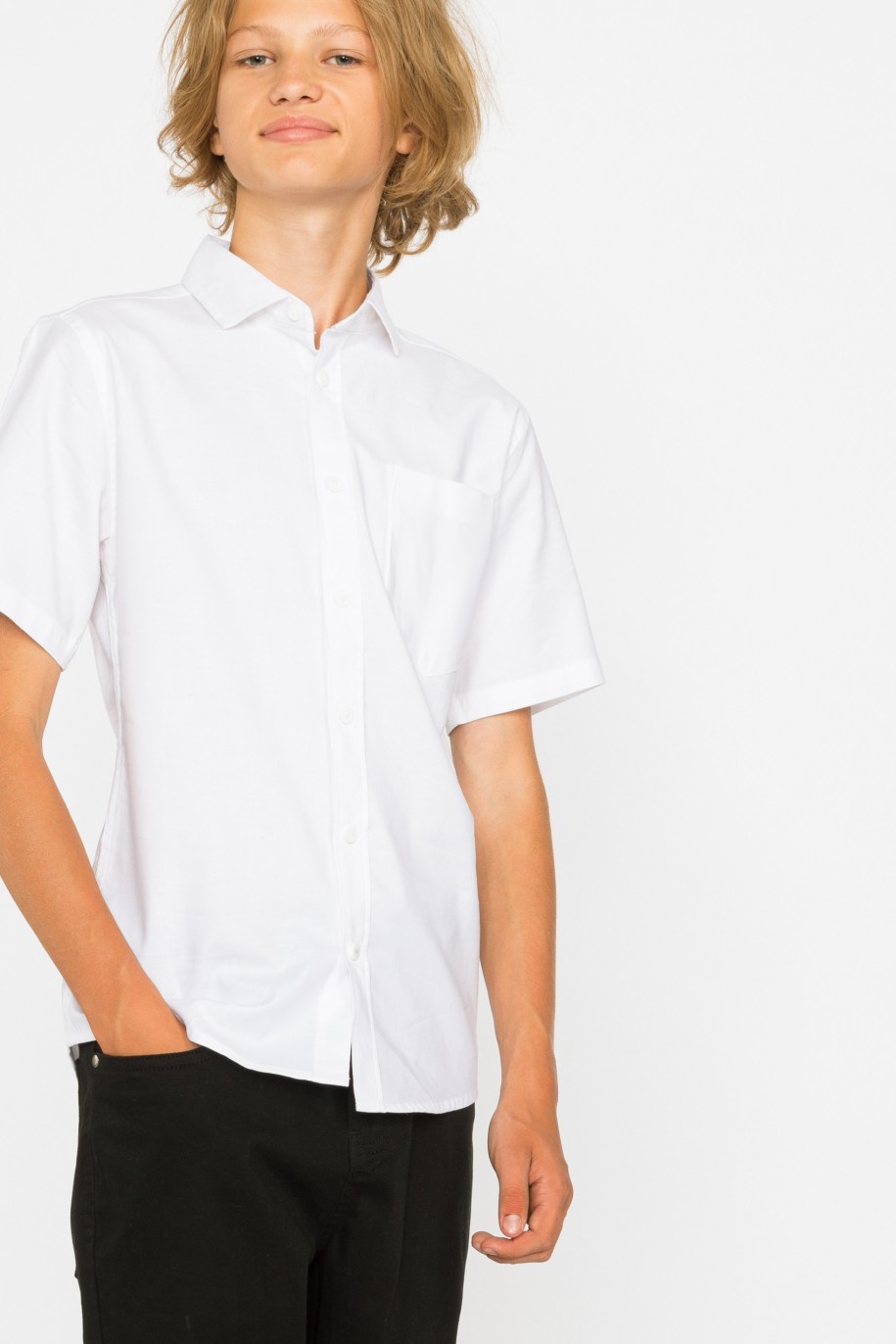 Biała klasyczna koszula z krótkim rękawem dla chłopaka - 29270