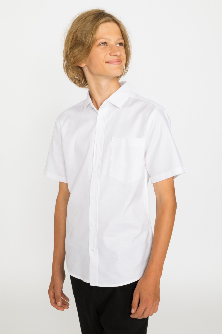 Biała klasyczna koszula z krótkim rękawem dla chłopaka - 29271