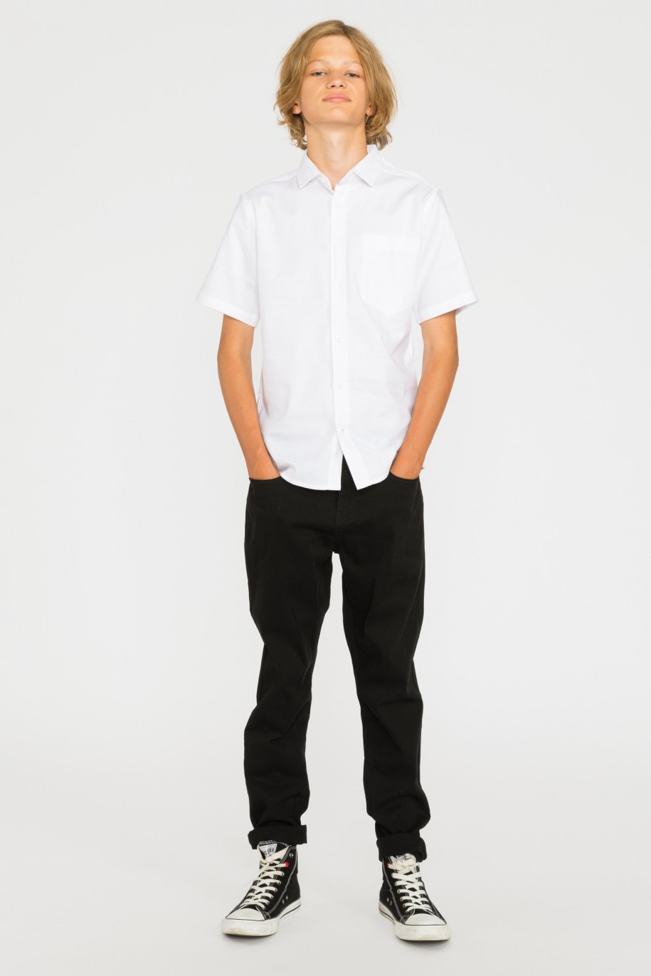 Biała klasyczna koszula z krótkim rękawem dla chłopaka - 29272