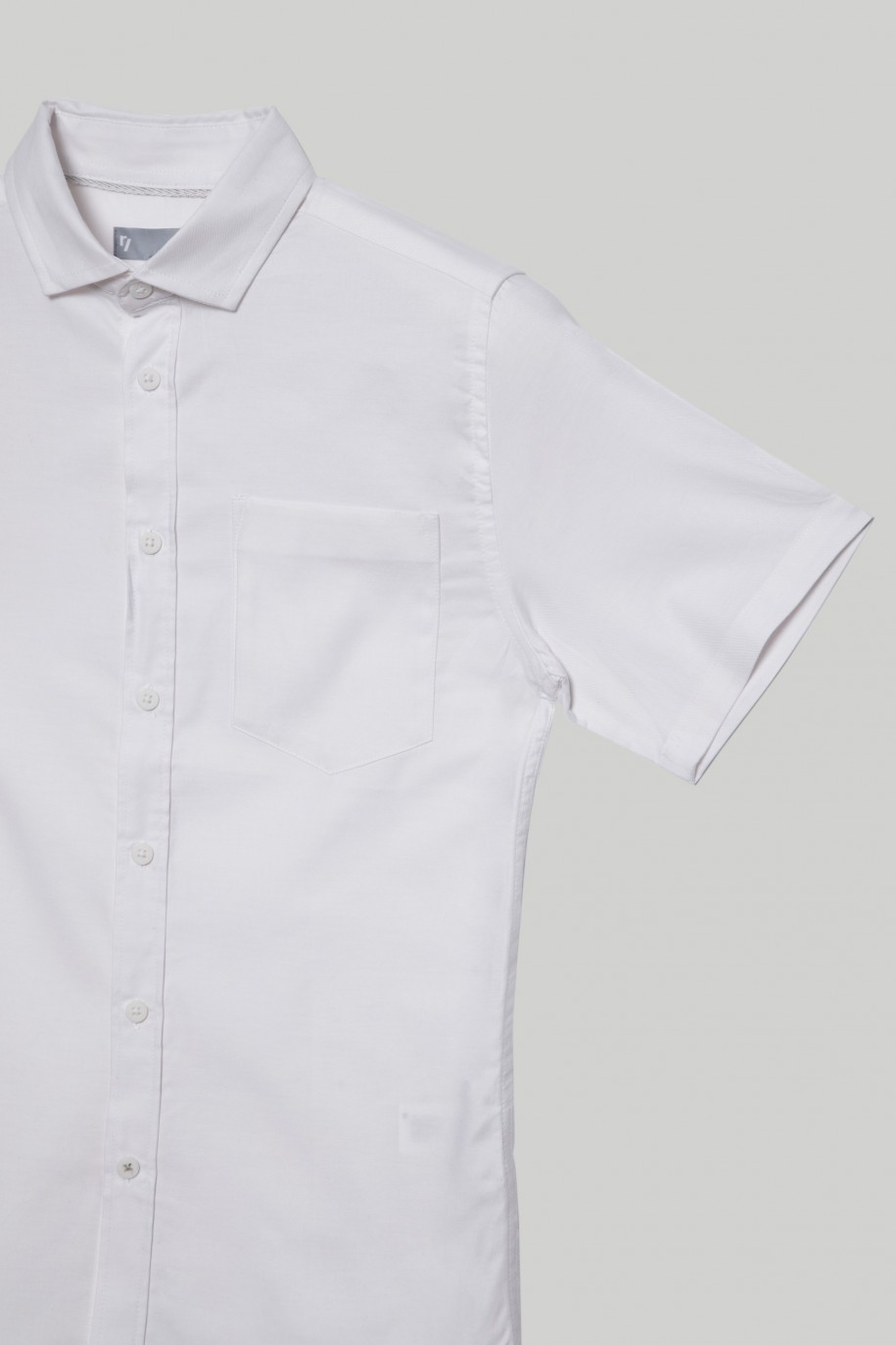 Biała klasyczna koszula z krótkim rękawem dla chłopaka - 29274