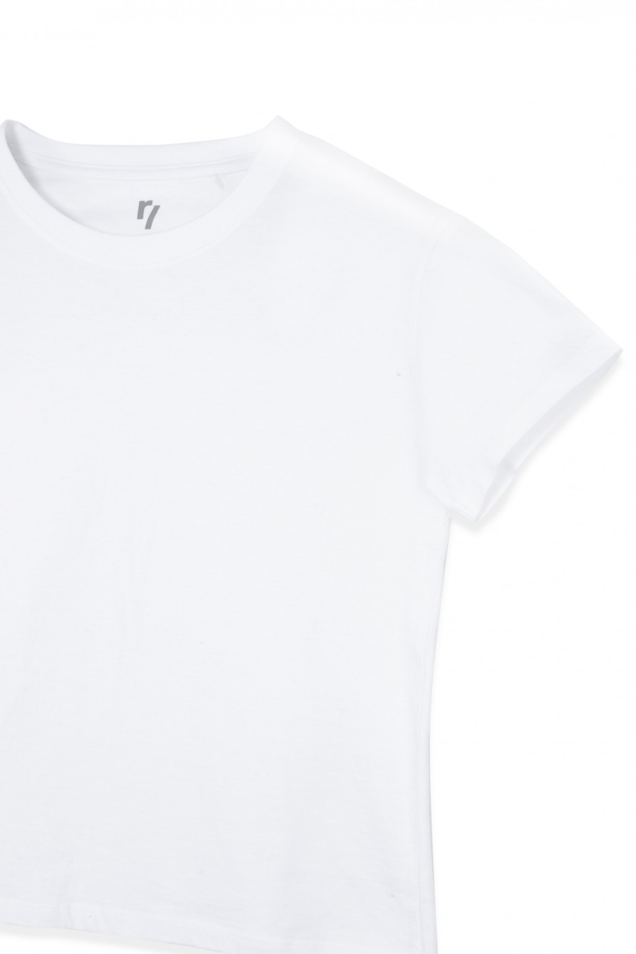 Biały t-shirt dla dziewczyny bez nadruku - 29366