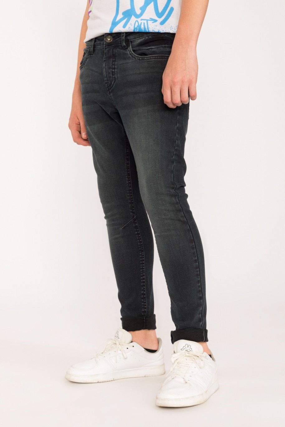 Granatowe jeansowe spodnie dla chłopaka Regular - 29518