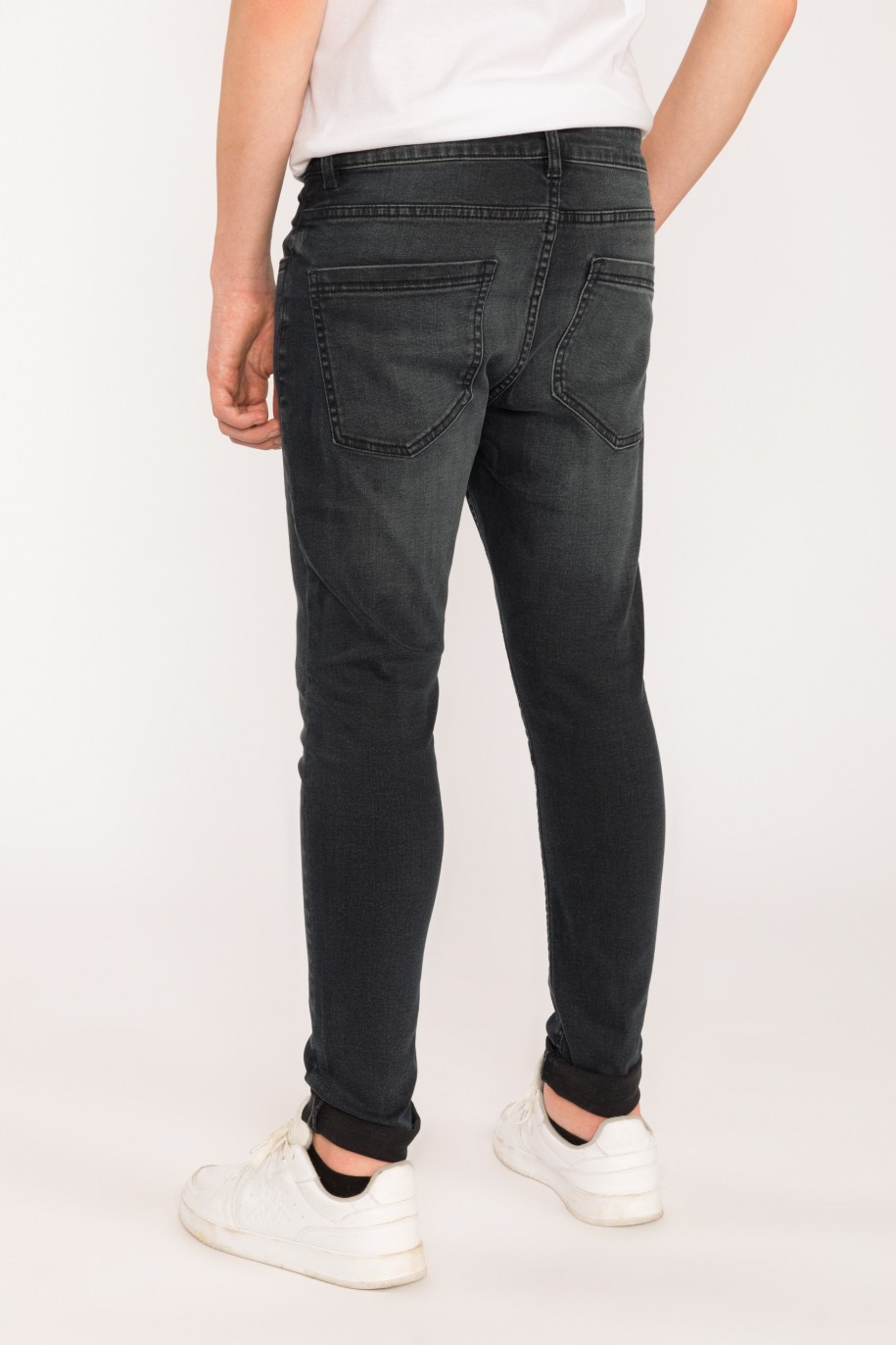 Granatowe jeansowe spodnie dla chłopaka Regular - 29519