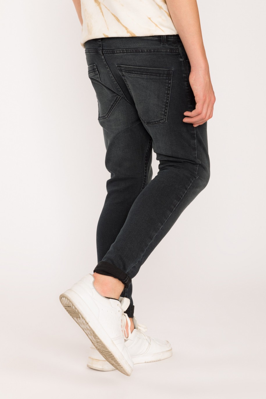 Jeansowe, granatowe spodnie dla chłopaka LOOSE - 29527