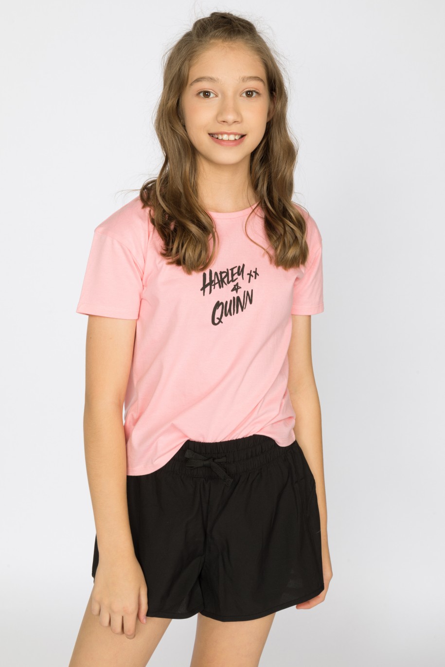 Różowy t-shirt dla dziewczyny HARLEY QUINN - 29907