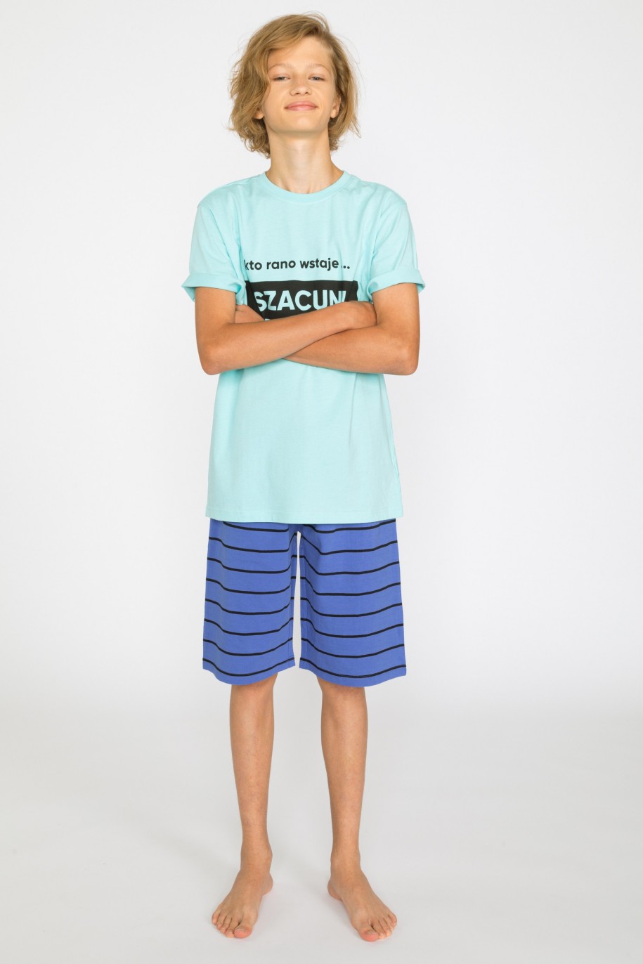 Dwuczęściowa piżama dla chłopaka z krótkimi spodenkami - 30817