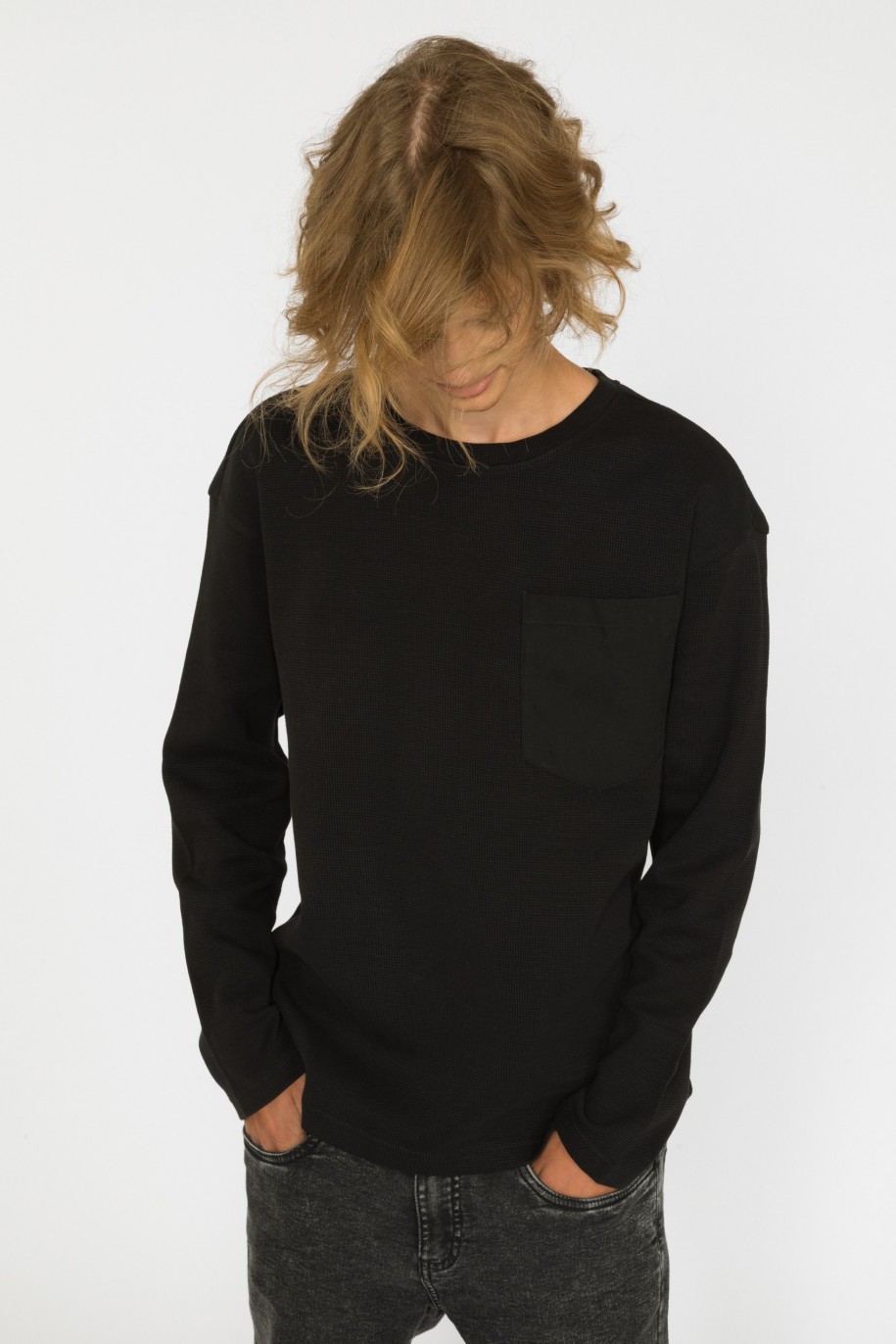 Czarny t-shirt z długim rękawem dla chłopaka - 30955