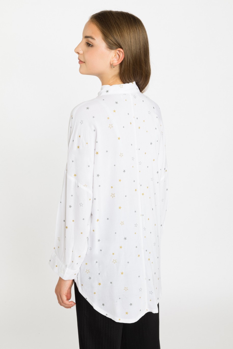 Biała koszula w gwiazdki dla dziewczyny - 31040
