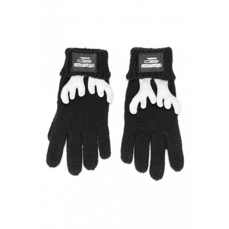 Czarne rękawiczki ze świątecznym akcentem CHRISTMAS - 31055