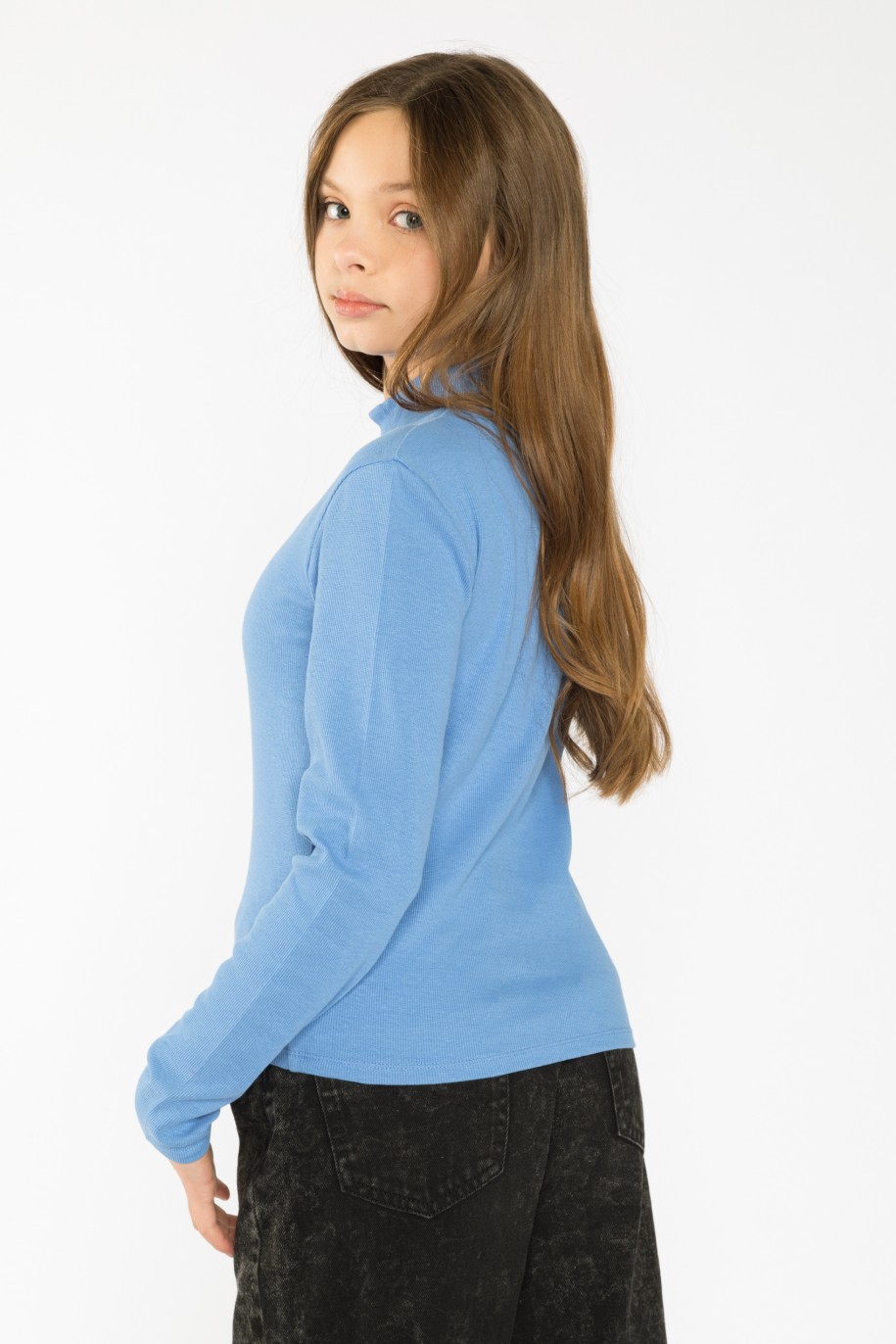 Niebieska bluzka z długim rękawem dla dziewczyny SMILE - 31184