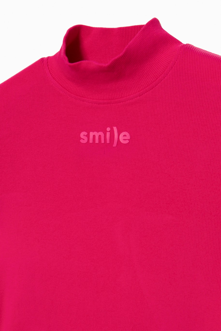 Różowa bluzka z długim rękawem dla dziewczyny SMILE - 31195