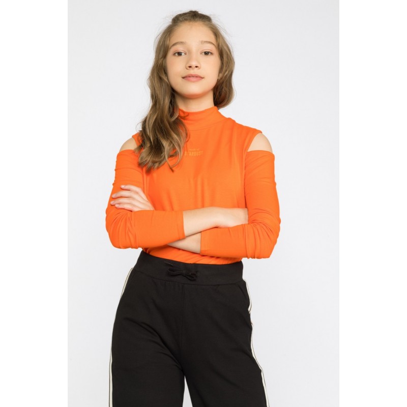 Pomarańczowa bluzka dla dziewczyny z odkrytymi ramionami - 31377