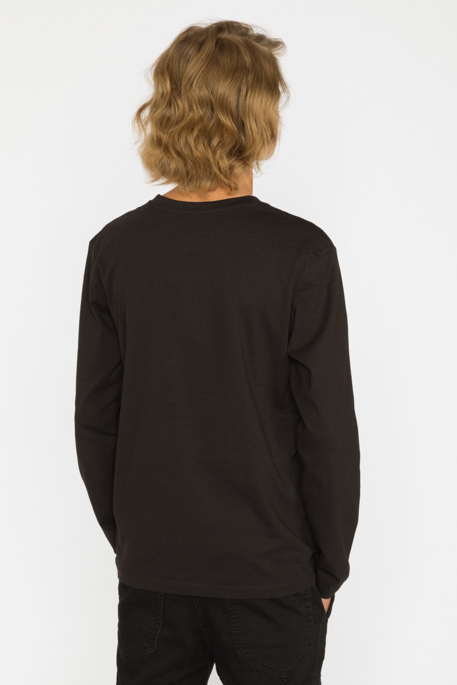 Czarny t-shirt dla chłopaka z długim rękawem SKELETON - 31498