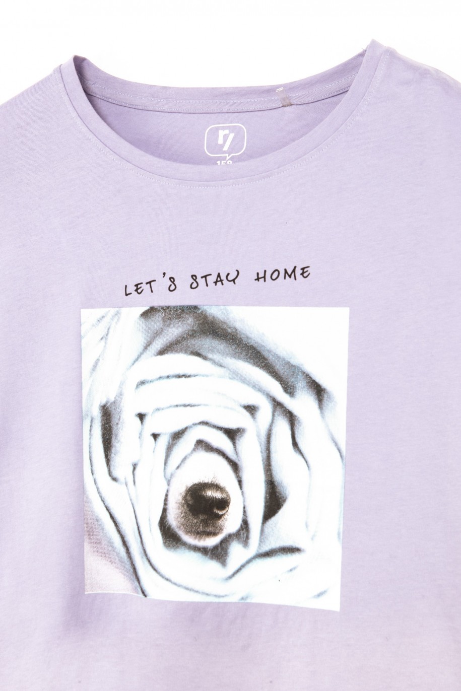 Fioletowy t-shirt dla dziewczyny ROSE - 31555