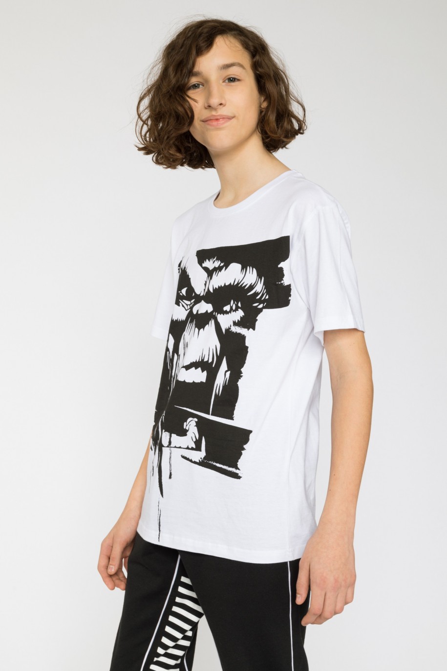 Biały t-shirt dla chłopaka z gorylem REBEL BRUSH - 31660