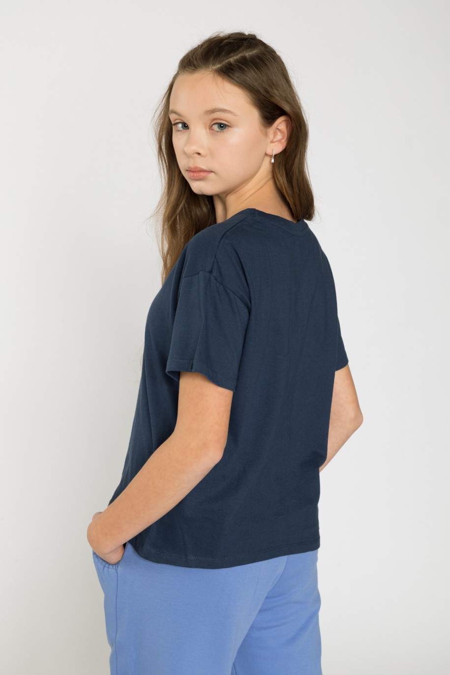 Granatowy t-shirt dla dziewczyny - 31855