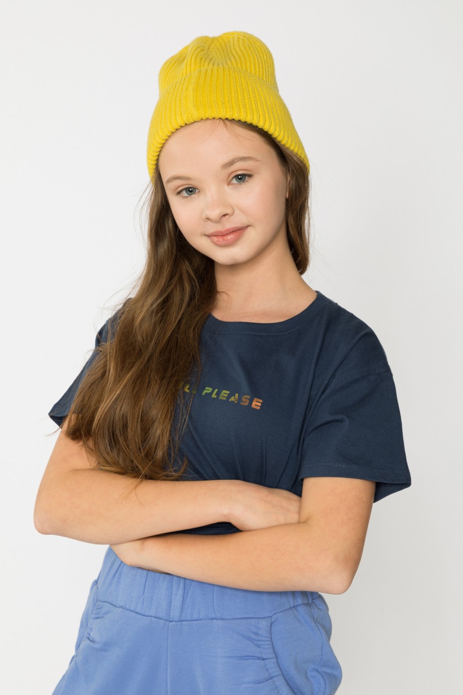 Granatowy t-shirt dla dziewczyny - 31856