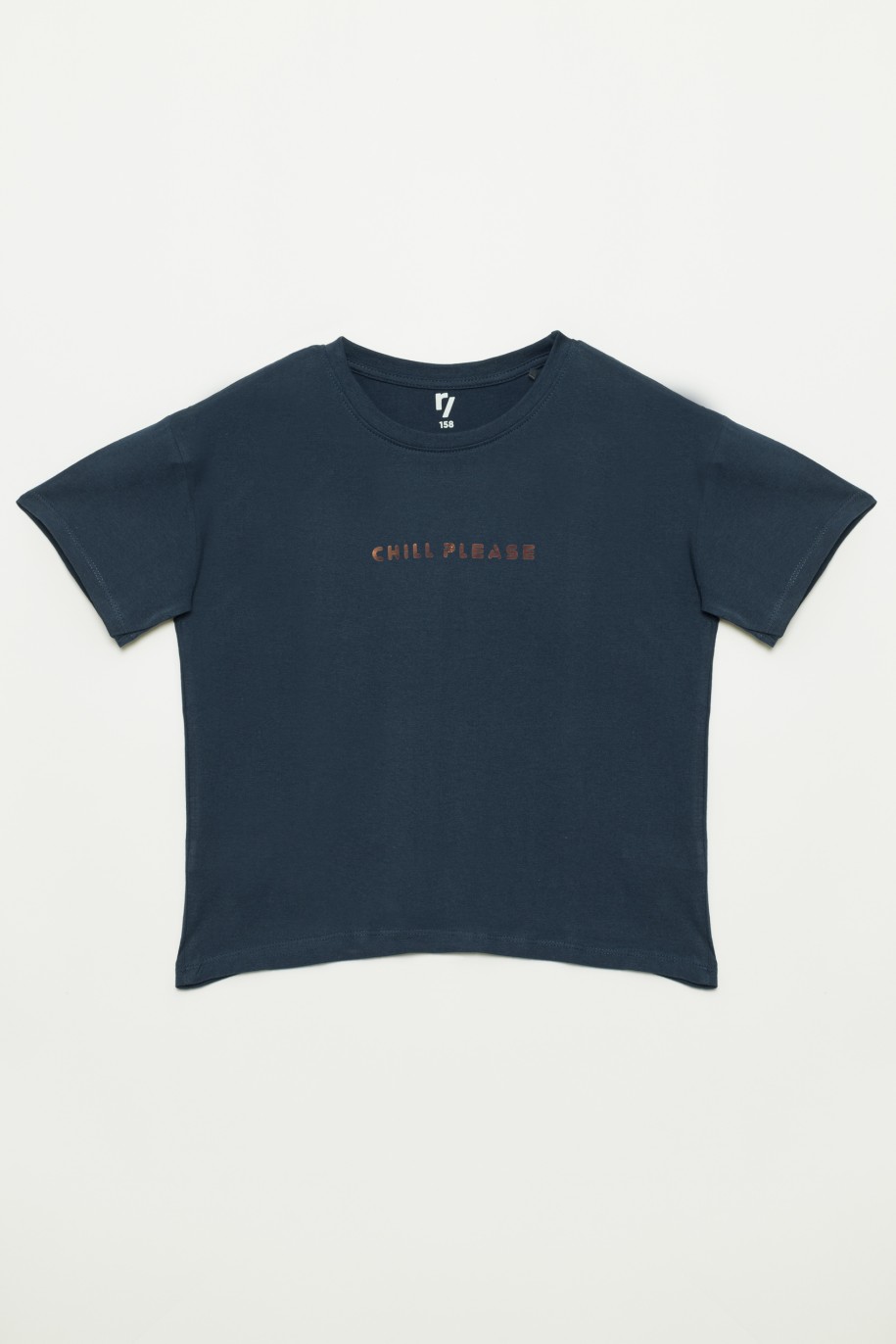 Granatowy t-shirt dla dziewczyny - 31858