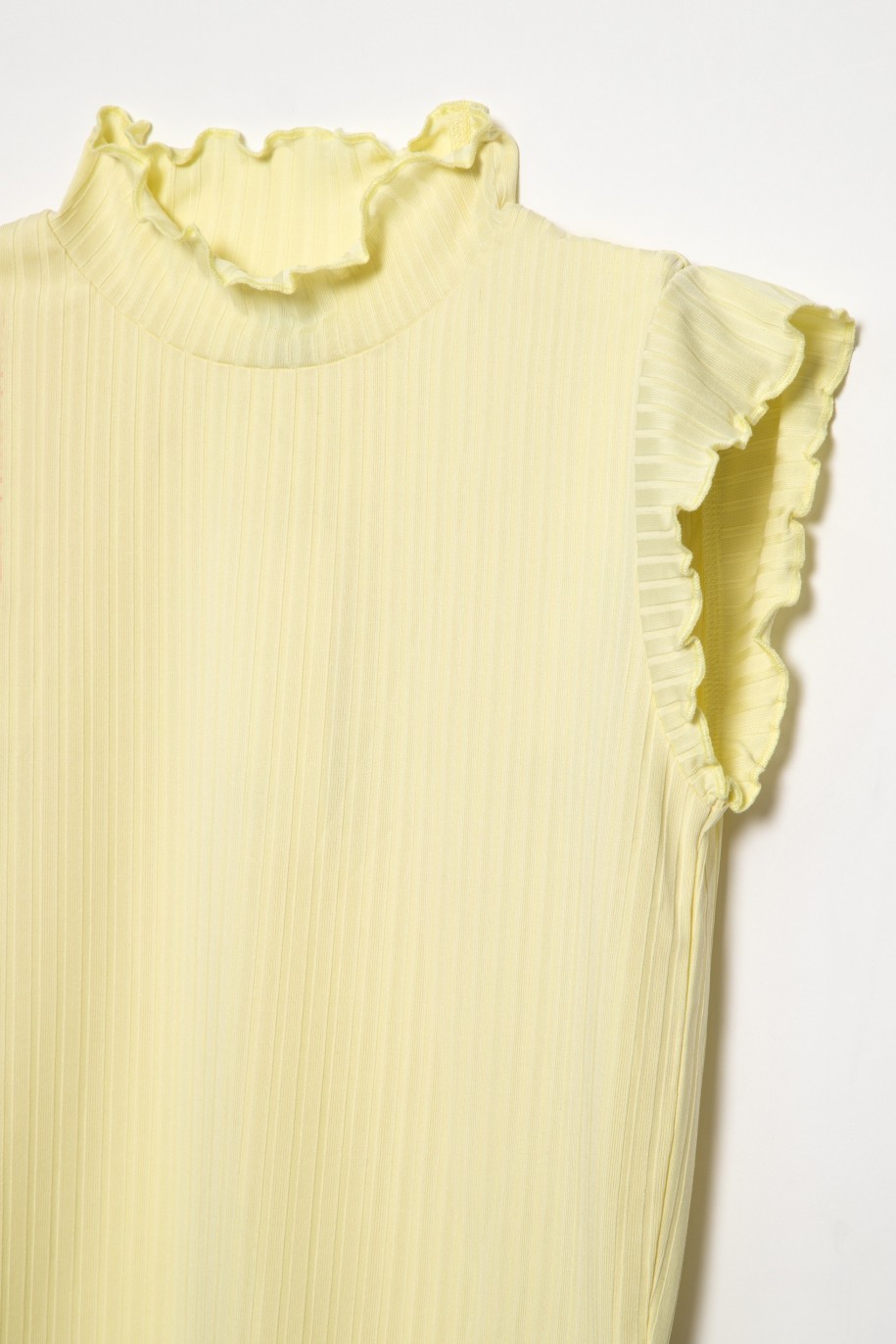 Prążkowana żółta bluzka dla dziewczyny z półgolfem - 31964