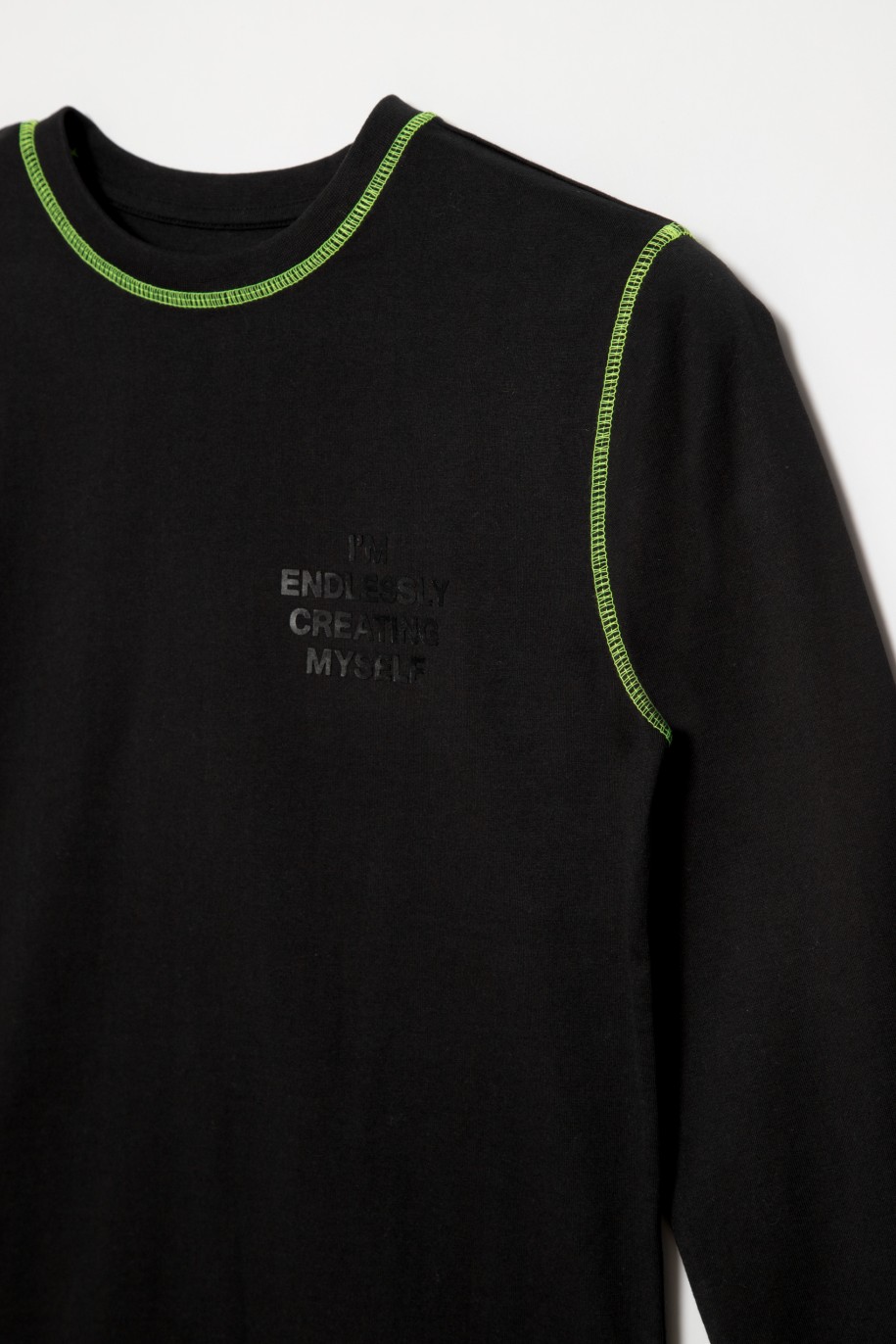 Czarny t-shirt z długim rękawem dla chłopaka  REBEL BRUSH - 32203