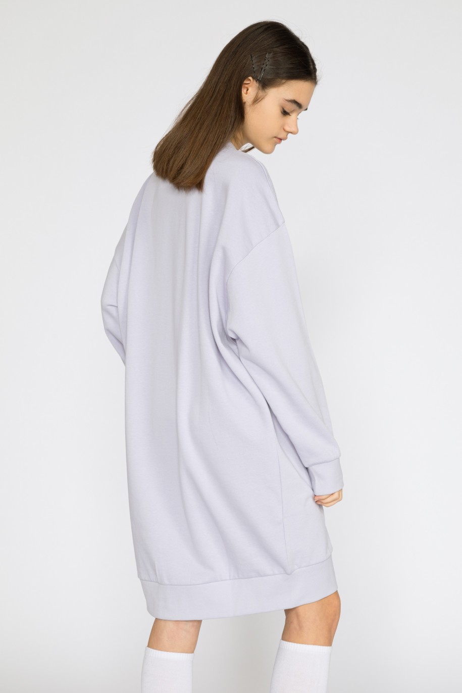Liliowa bluzowa sukienka  SNOWBOARD - 32316