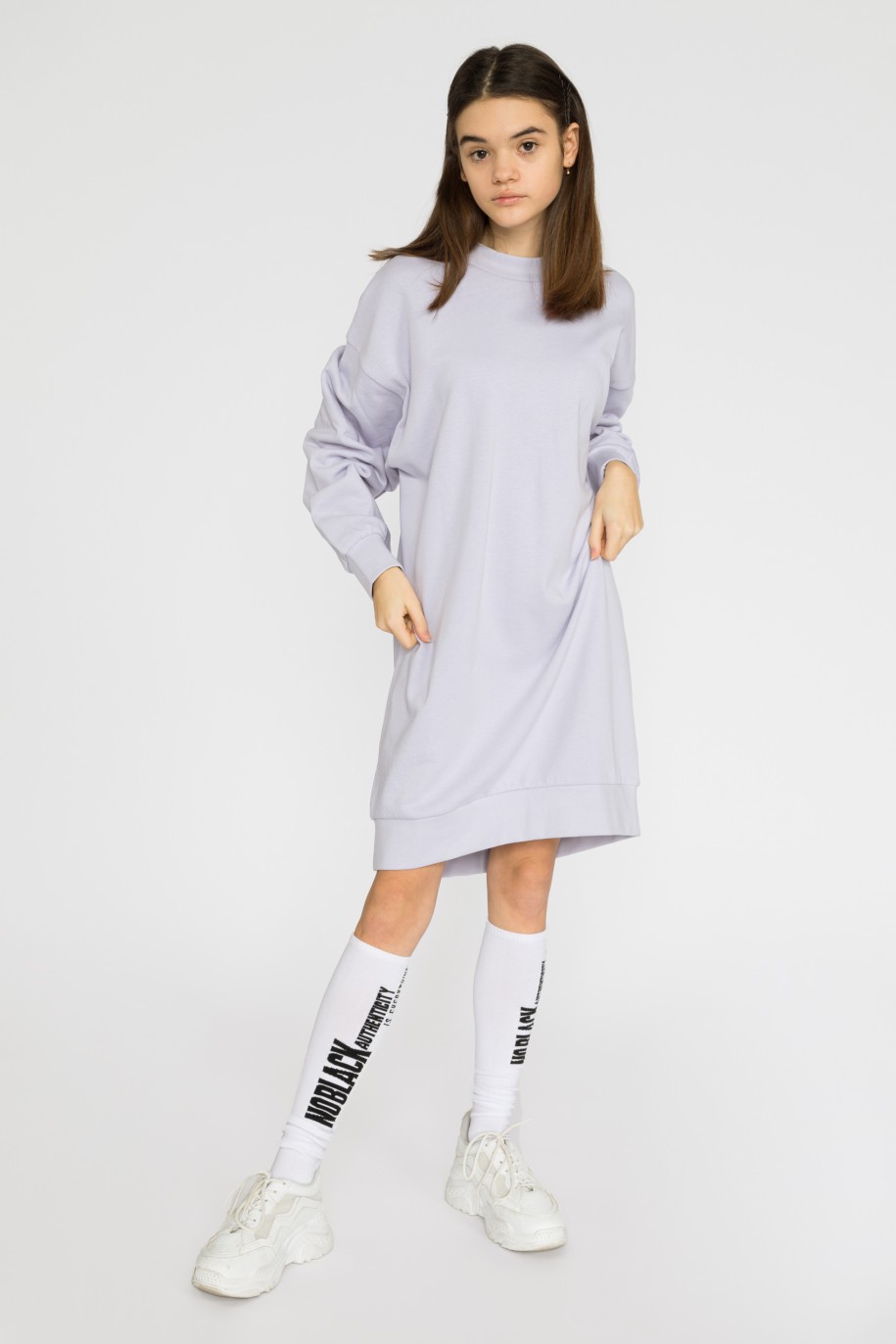 Liliowa bluzowa sukienka  SNOWBOARD - 32317