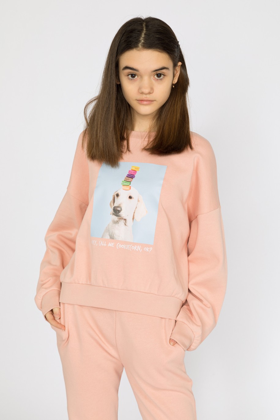Różowa bluza dla dziewczyny FOOD IS MY MOOD - 32433