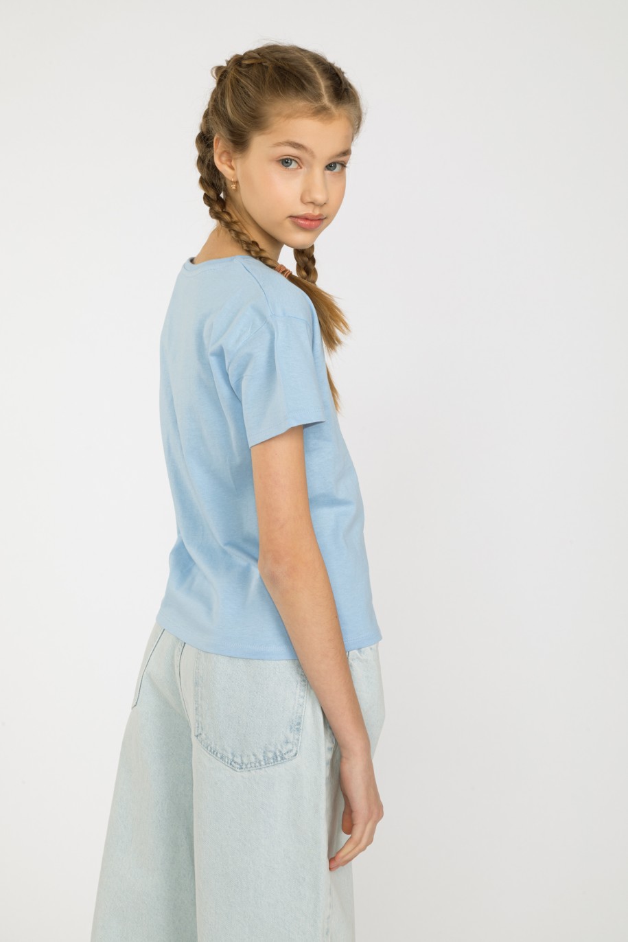 Niebieski t-shirt dla dziewczyny HOT CHOCOLATE WEATHER - 32683