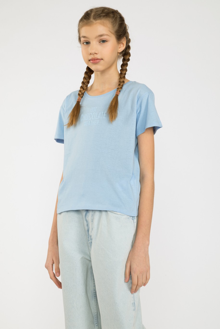 Niebieski t-shirt dla dziewczyny HOT CHOCOLATE WEATHER - 32685