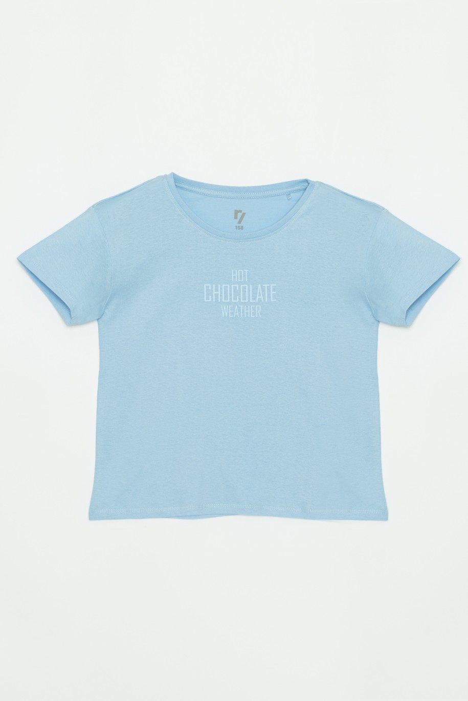 Niebieski t-shirt dla dziewczyny HOT CHOCOLATE WEATHER - 32687