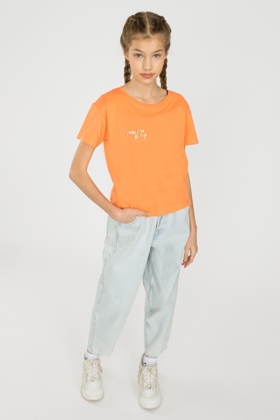 Pomarańczowy t-shirt dla dziewczyny Antisocial Butterfly - 32702