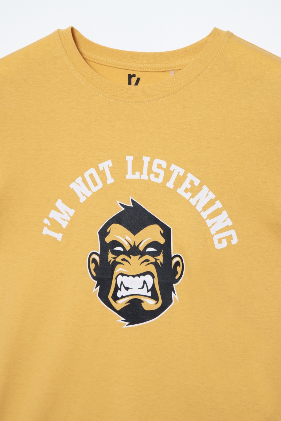 Żółty t-shirt dla chłopaka I'm NOT LISTENING - 32787