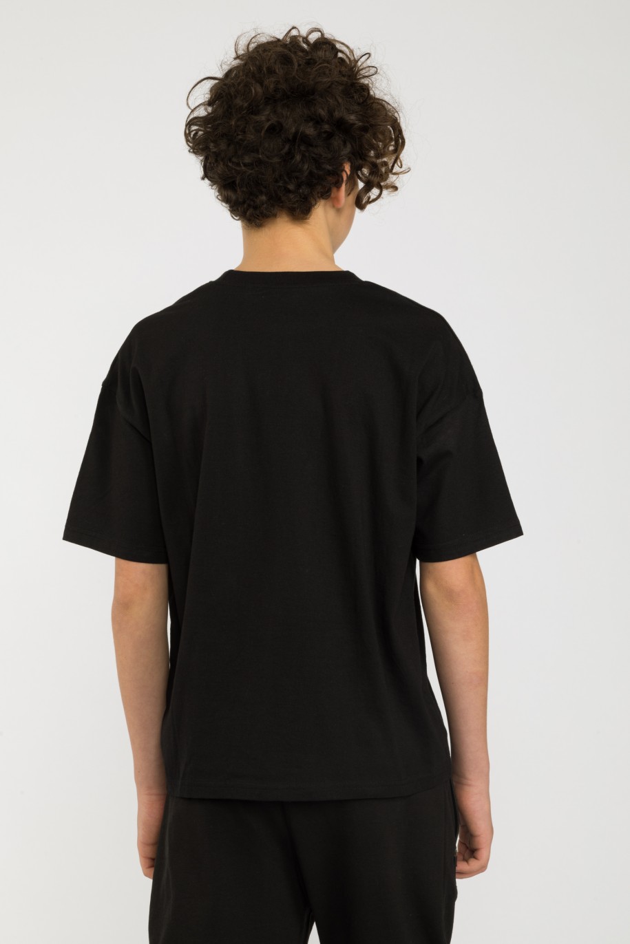 Czarny t-shirt z aplikacją WASP UP dla chłopaka - 32865