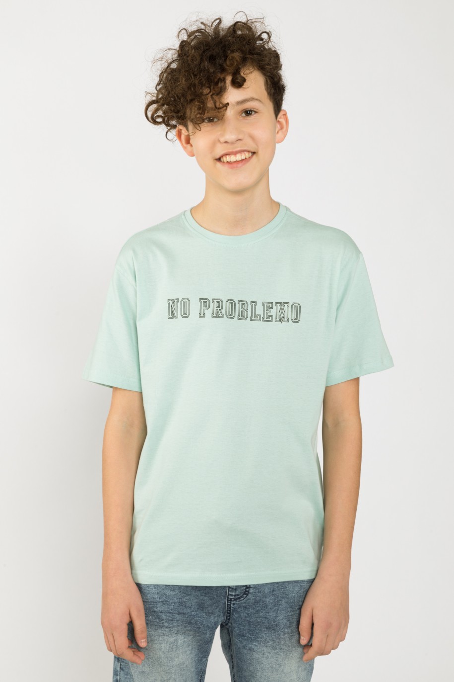 Miętowy t-shirt dla chłopaka NO PROBLEMO - 33061