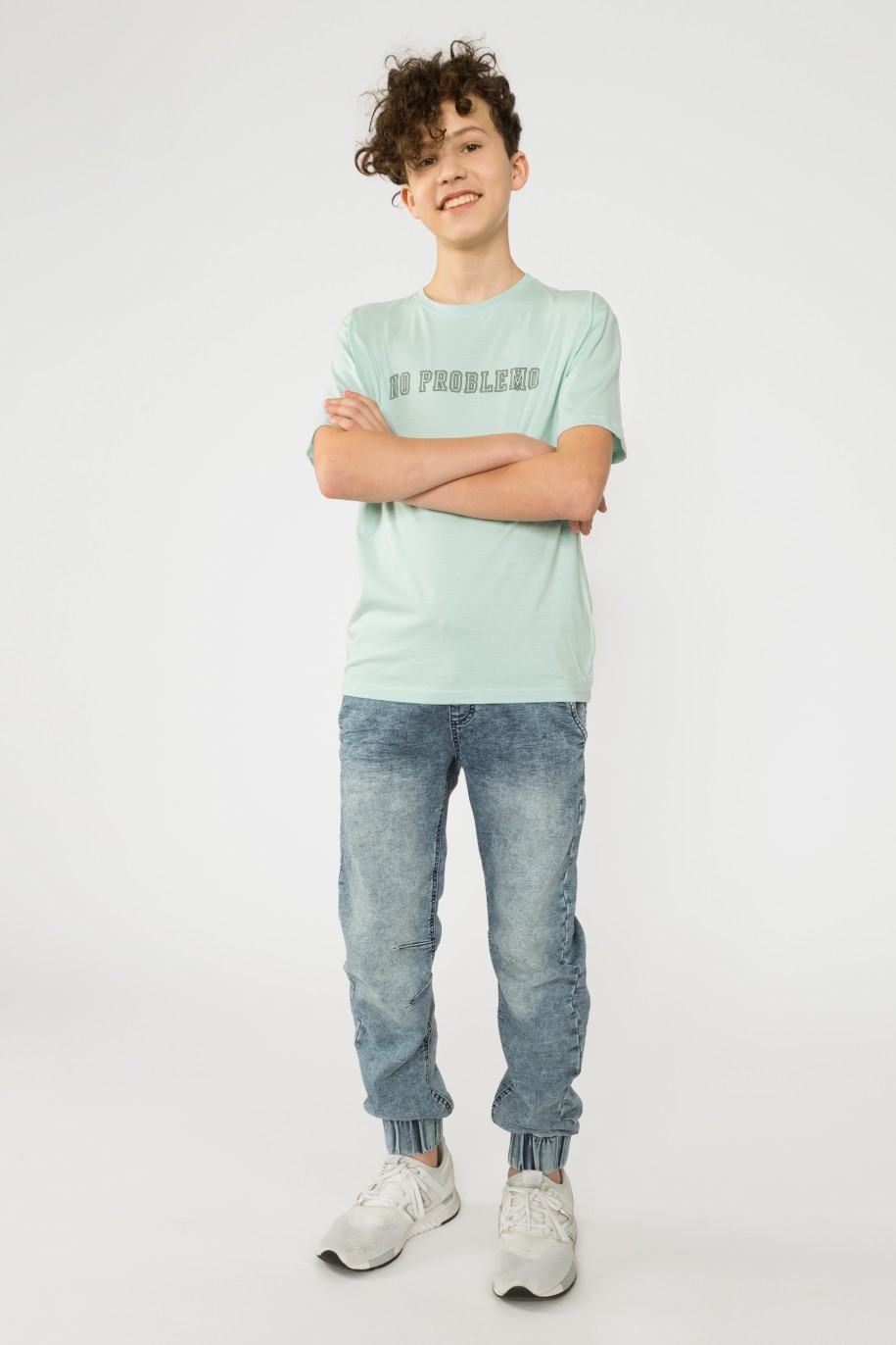 Miętowy t-shirt dla chłopaka NO PROBLEMO - 33062