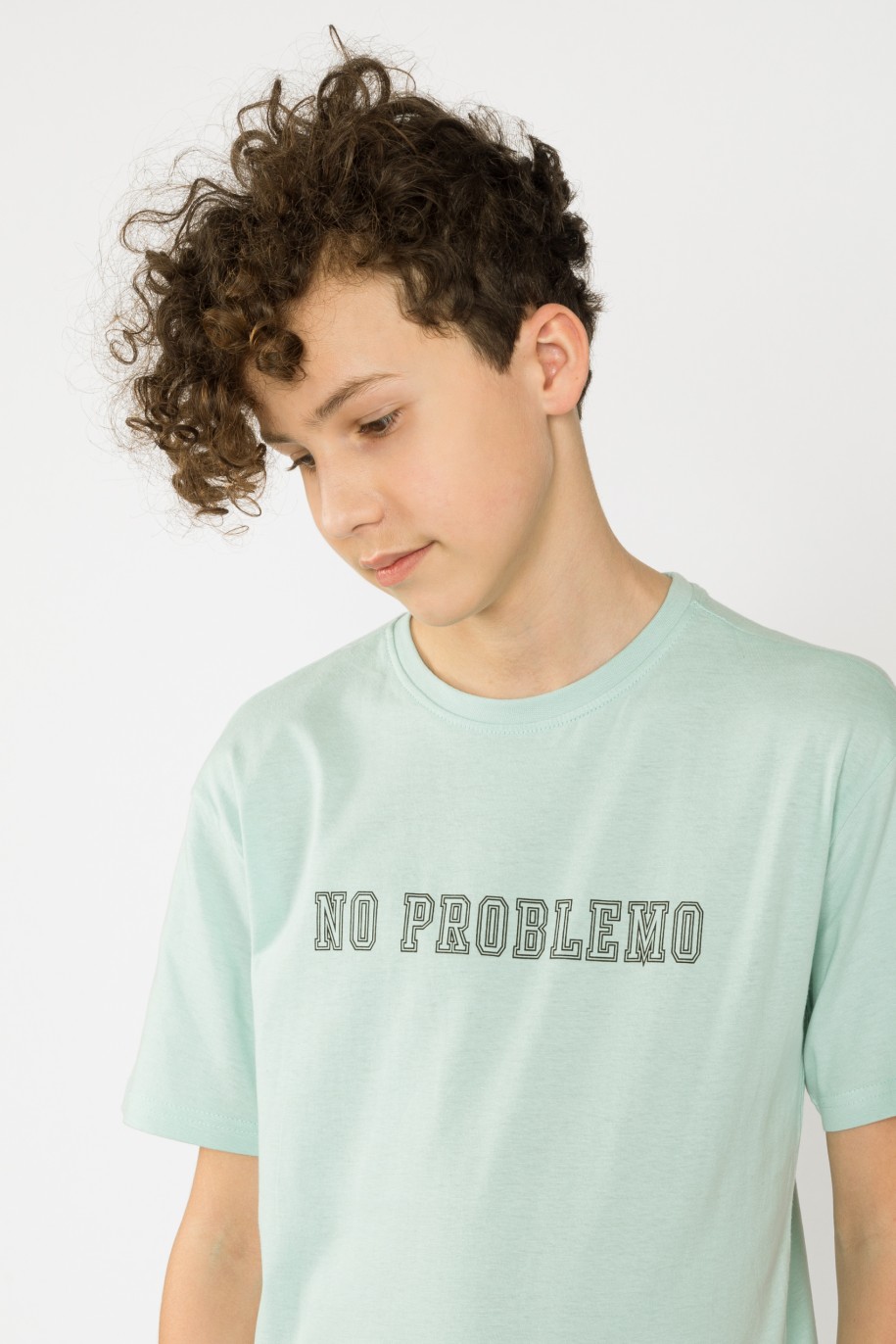 Miętowy t-shirt dla chłopaka NO PROBLEMO - 33063