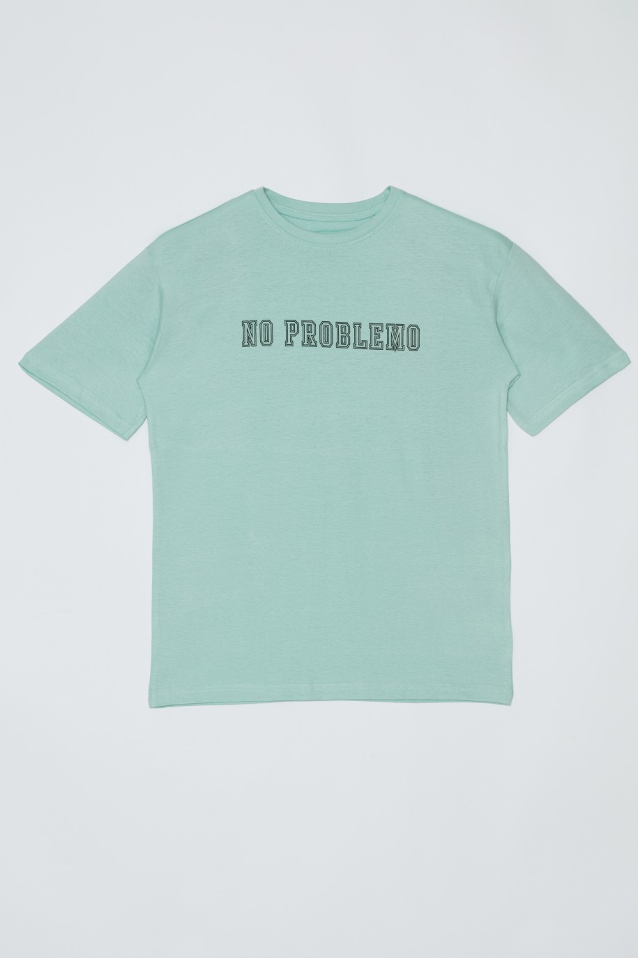 Miętowy t-shirt dla chłopaka NO PROBLEMO - 33064