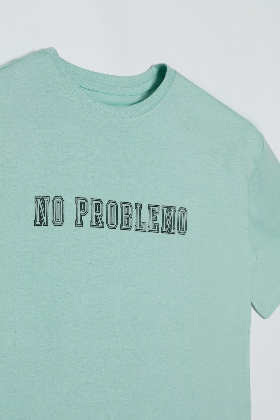 Miętowy t-shirt dla chłopaka NO PROBLEMO - 33065